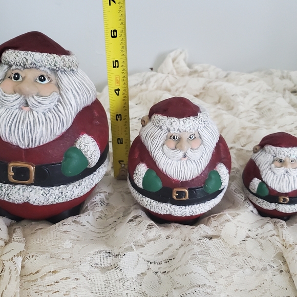 4 Santa Claus Christmas Nesting Dolls Matryoshka Russian Style HP Ceramic - Picture 5 of 6